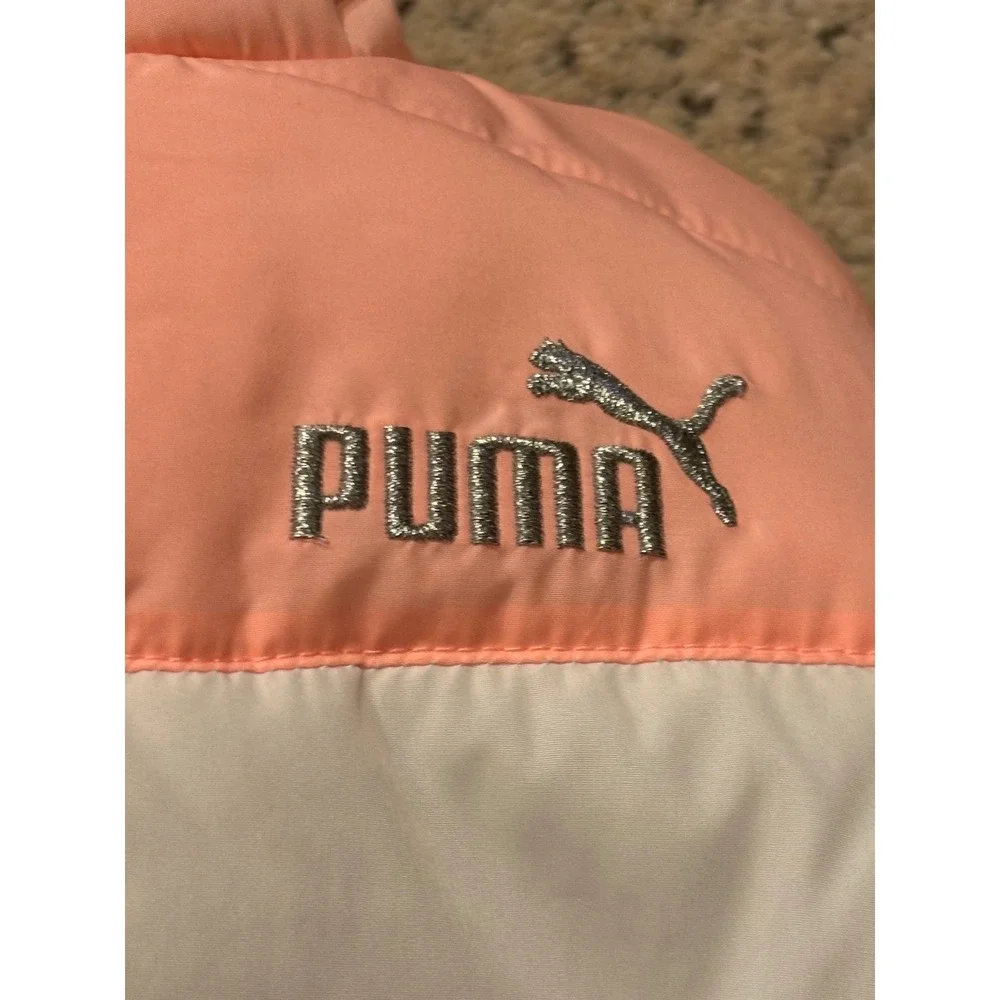 Puma Girls Puffer Vest Colorblock Pink Blue‎ Quilted Full Zip Size M 10/12